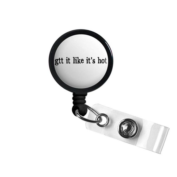 

git like it's retractable id badge reel gift, Silver