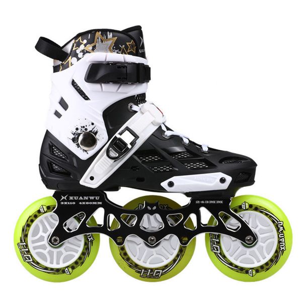 

3x110mm adults inline speed skates for 110mm max wheel racing skating shoes with ilq-9 bearing cnc alloy 7075 skate frame base