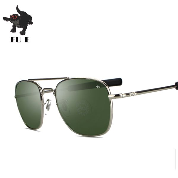 

fu e 2019 new fashion army 52mm ao pilot men sunglasses american ptical glass lenses men sunglasses uv400 male mirror ao8054c, White;black
