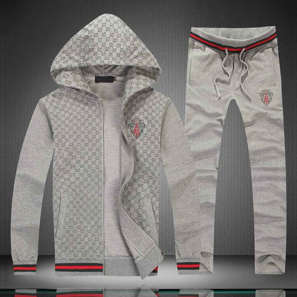 

2020 new fashion men's sportswear autumn winter luxury men's sportswear monogram printing embroidery leisure men's jogging cl, Gray