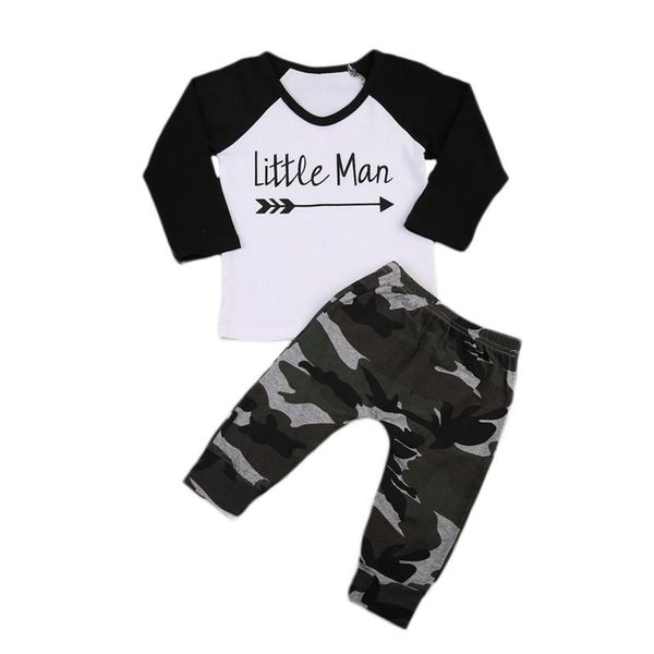 

pudcoco сша сток мальчиков одежда с длинным рукавом little man камуфляж tops + длинные брюки дети повседневный эпикировка детская одежда set, White