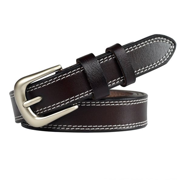 

genuine leather women's alloy pin pin buckle trousers belt all-match cowhide women's belt, Black;brown