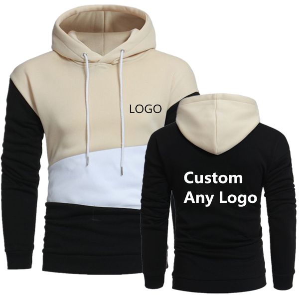 

custom men's casual patchwork hoodies for man leisure printed sweatshirts male fashionable long sleeves jackets quality, Black