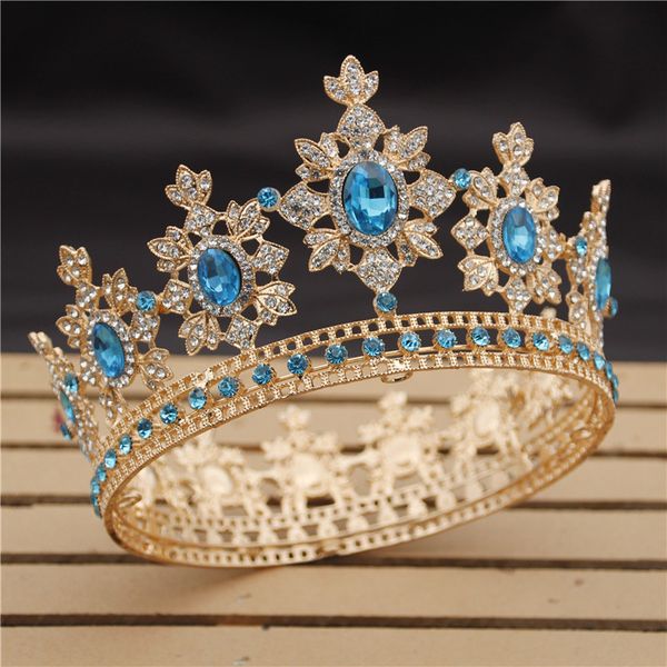 Luxus Royal King Hochzeitskronbraut Diademe und Kronen Königin Haarschmuck Kristall Diadem Prom Headcorborie Festzug T200108