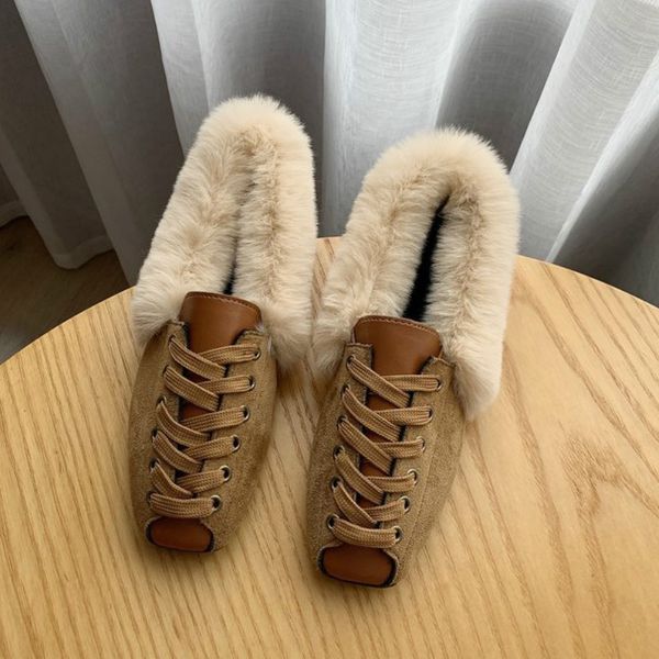 

fur boots shoes woman 2019 mules women's furry boots winter warm women shoes fashion flat women, Black