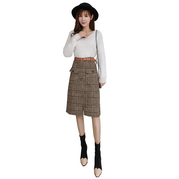 

f823 2019 new autumn winter women fashion casual skirt, Black