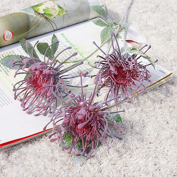 

3 heads plastic chrysanthemum artificial flowers with leaves vivid fake flower for home wedding decoration indoor decor flores