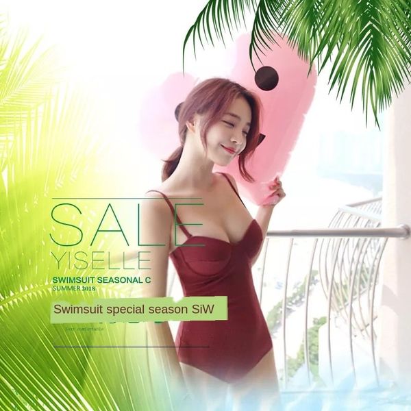 

i3hmi small chest women's steel holder gathers high swimsuit waist simple solid color wind one-piece swimsuit covering belly to show sl, White;black