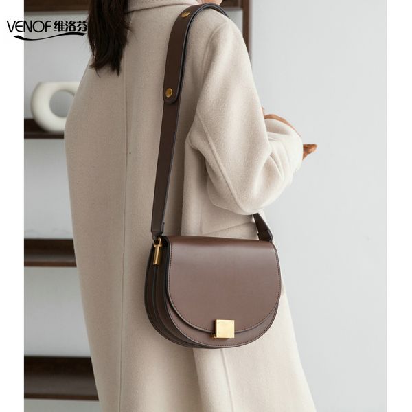 

brown split leather shoulder bags for women wide straps saddle bags crossbody bag designer messenger bag black red