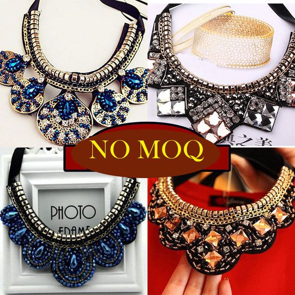 

2015 trendy vintage fashion women false collar necklace handmade crystal beads steampunk choker necklace wedding accessories, Golden;silver
