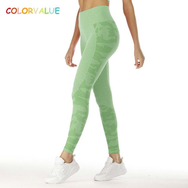 

colorvalue camo seamless fitness leggings women summer thin styles high waist workout gym tights hip scrunch sport yoga pants, White;red