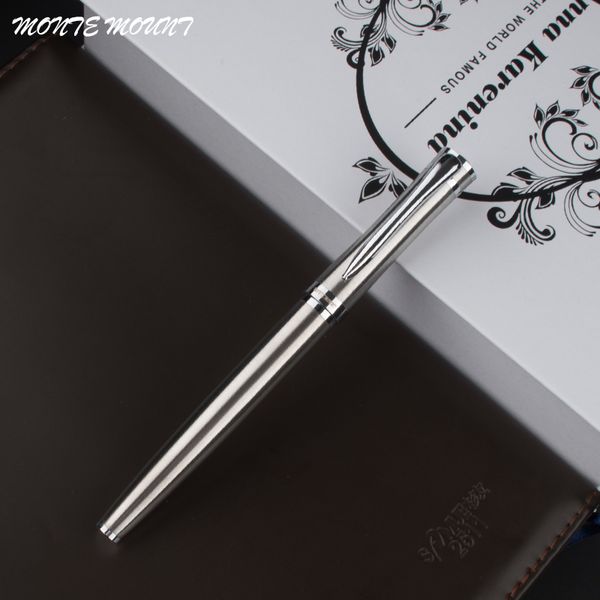 

monte silver business metal roller ball pen medium nib silvery clip rollerball pen office school supplies luxury caneta gel