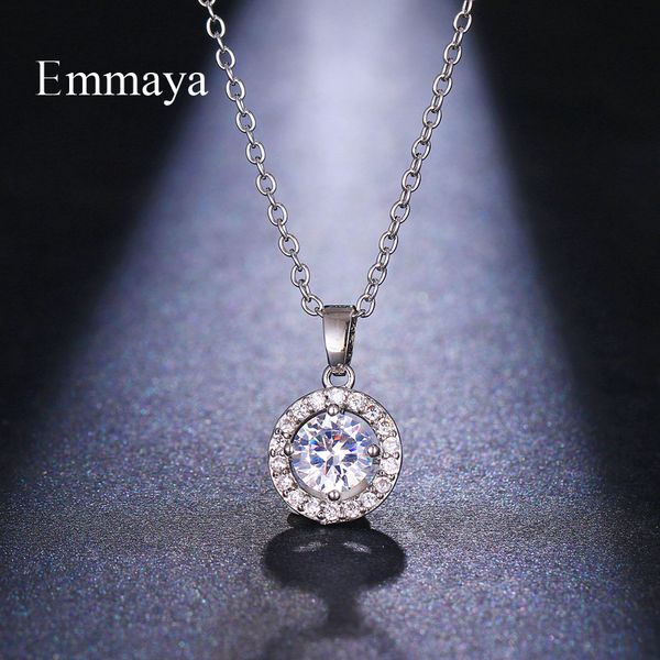 

emmaya charming colorjewelry cubic zircon round stone gorgeous decoration for female fashion pendant party first choice, Silver