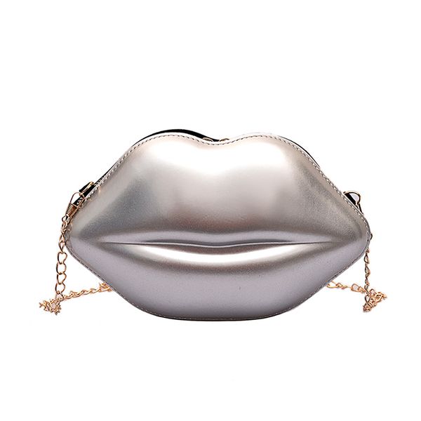 

women solid versatile messenger bag designer chain shoulder crossbody soft bag fashion pvc lip shape multicolor selection