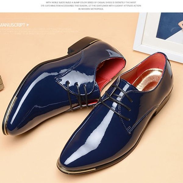 

formal business paint skin special size korean version of pointed leather shoes raised british casual men's shoes stylist low tide shoe, Black