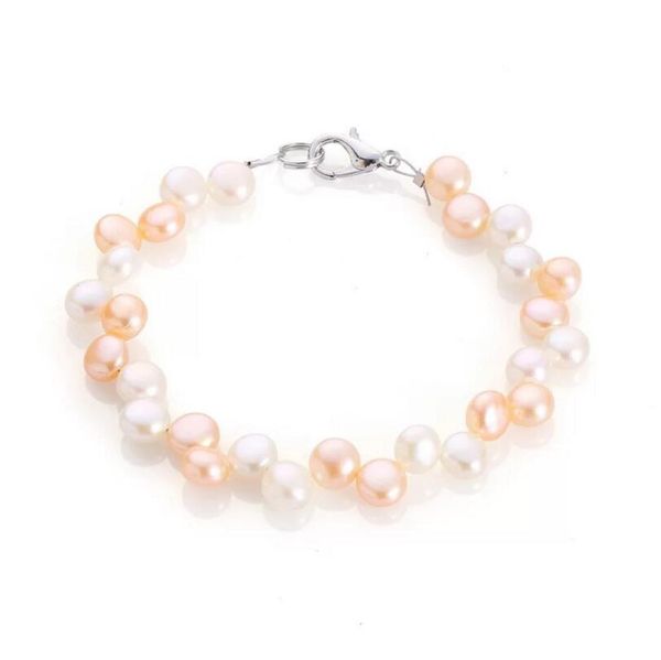 

new 930+++natural freshwater pearl bracelet classic 28 cross hand 7-8mm, Black