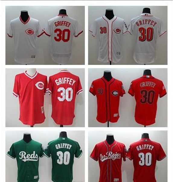 

custom men women youth reds jersey #30 ken griffey home blue red baseball jerseys, Blue;black