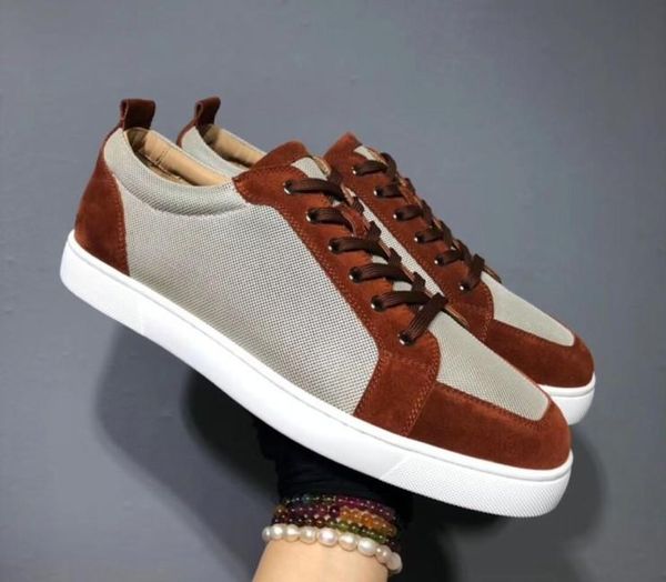 

designer sneakers red bottom spikes flat velours suede sneakers iron grey men trainers 100% real leather party shoes mn189603, Black