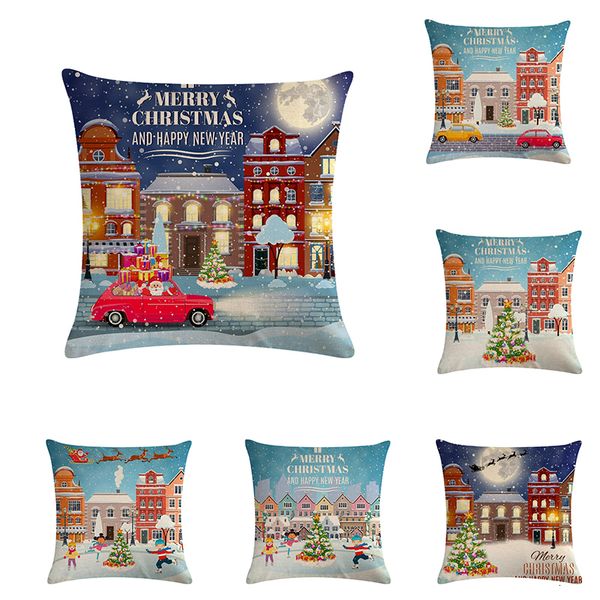 

новогоднее украшение зимний снег покрытый дома декорация живопись диван бросьте наволочка хлопок белье подушка zy831