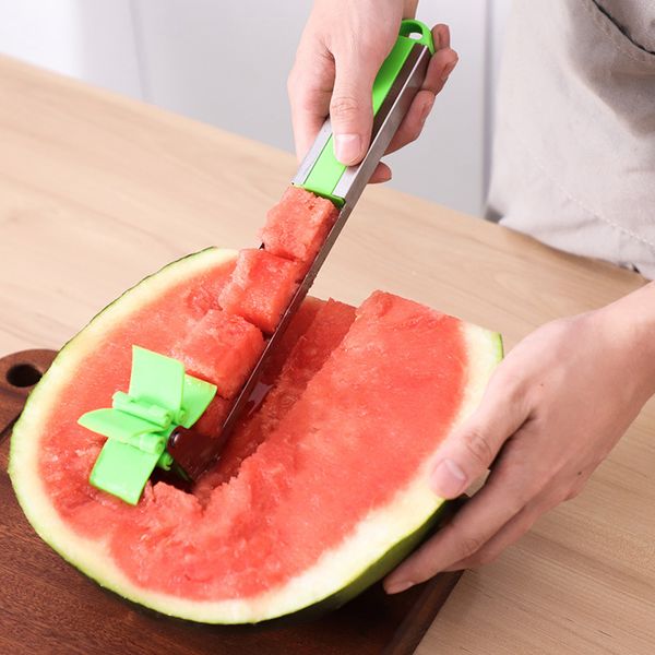 

watermelon slicer cutter stainless steel knife corer tongs windmill watermelon cutting fruit vegetable tools kitchen gadgets