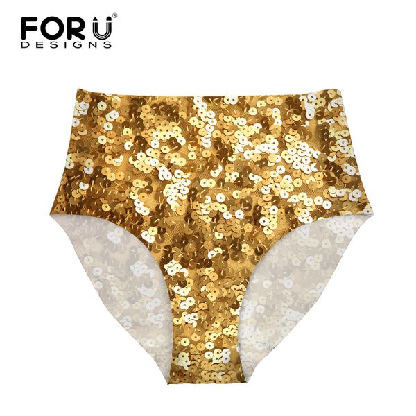 

forudesigns high waist bikinis bottom brazilian panties 3d sequins printing womens swimming shorts swimming trunks women thong