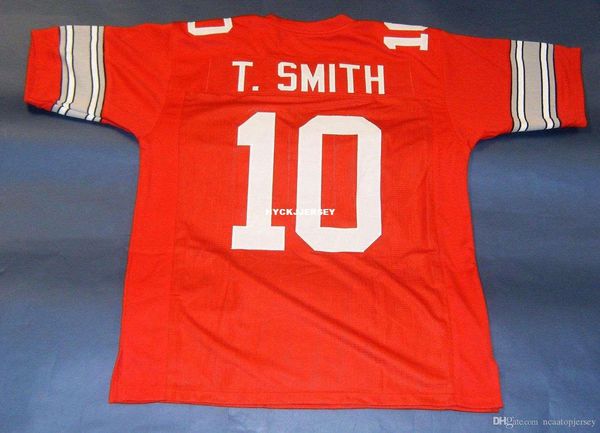 

retro #10 troy smith custom ohio state buckeyes jersey osu heisman red mens stitching college size s-5xl football jerseys, Black;red