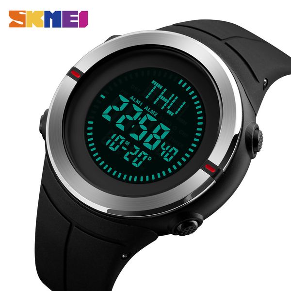 

new skmie sports clock public clock timer digital return compass outdoor waterproof luxury sports watch men, Slivery;brown