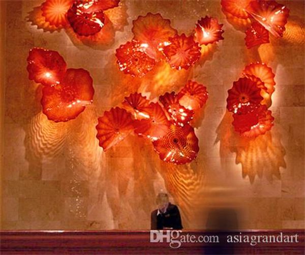 Dale Chihuly Art Blown Murano Cam Duvar Lambaları Kırmızı Çiçek Eşsiz Merdiven Işık Yenilik Aydınlatma İç Mekan Duvar Dekor