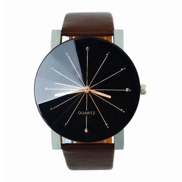 

men watch brand classic design faux leather watches men sports quartz wrist watches round case 2018 #d, Slivery;brown