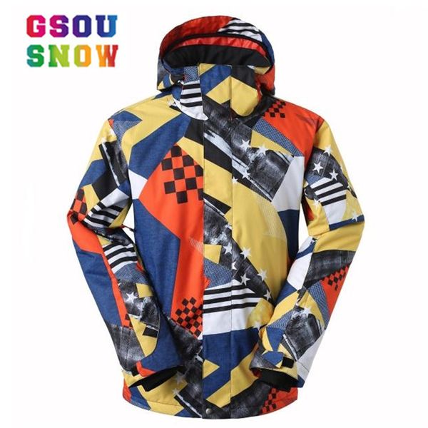 

gsou snow men skiing jacket colorful breathable boys snow jacket high-q skiing and snowboarding warm male windproof