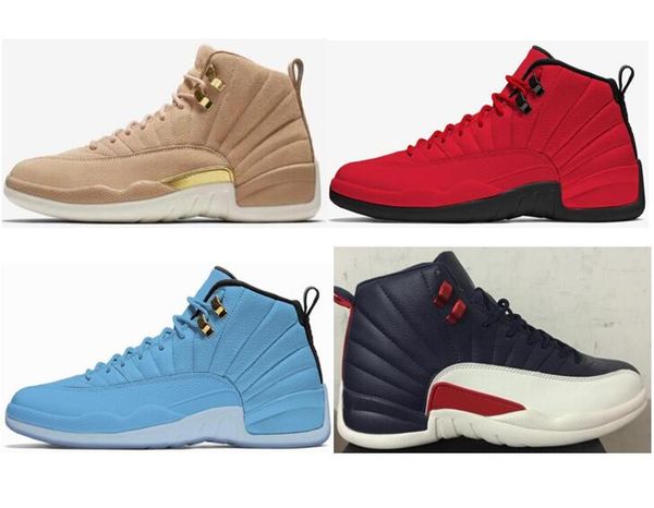 

new 12 12s vachetta tan wheat men women basketball shoes bulls red unc university blue college navy sneakers with box