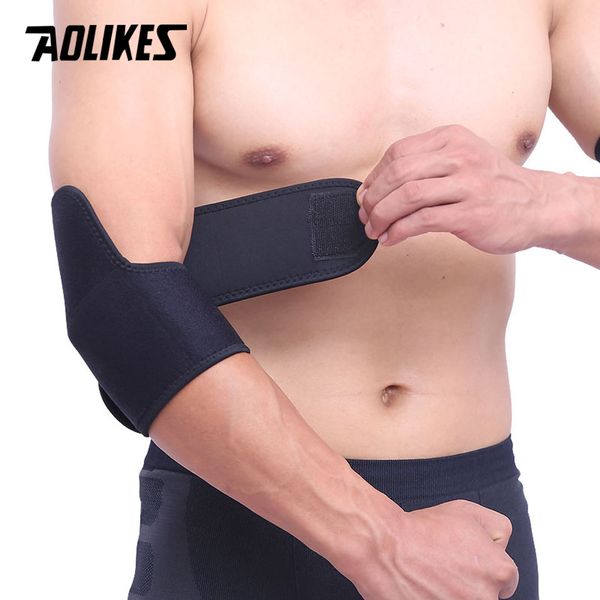 

aolikes 1pair adjustable sports elbow support basketball tennis elbow pads volleyball support guards pads arm sleeve, Black;gray