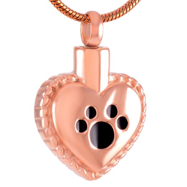 

h8647 rose gold warm heart dog paw print cremation jewelry keepsake memorial urn necklace ash holder pendant, Silver