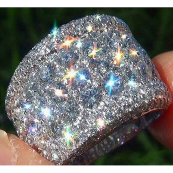 

2019 new 925 sterling silver color big band ring with cz zircon stone for women wedding engagement fashion jewelry