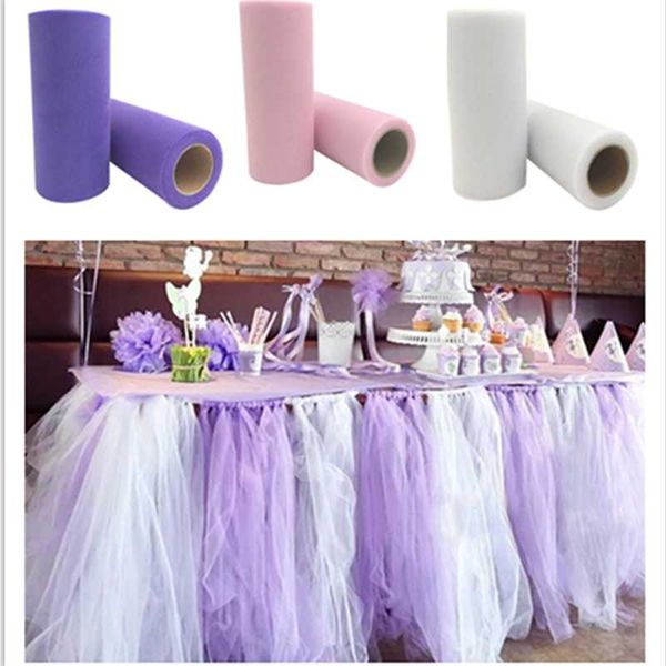 

22mx15cm tissue tulle roll spool festive supplies craft table runner organza sheer gauze wedding party decor 5z