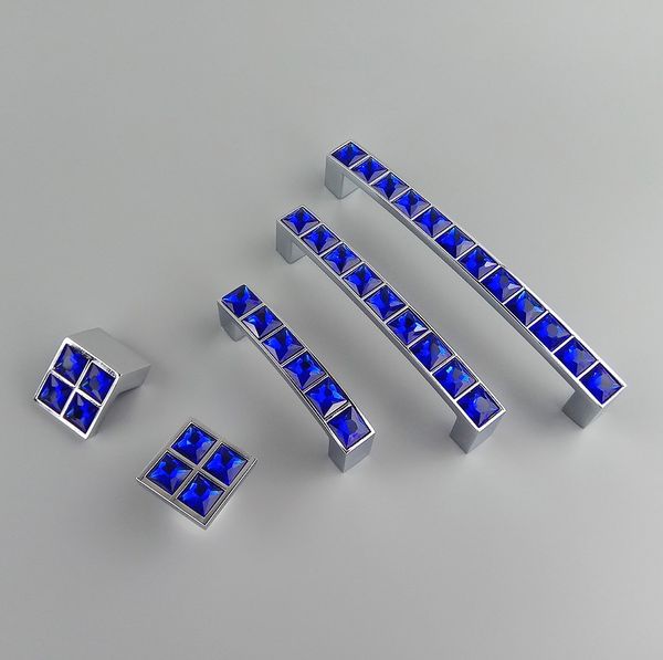 Nuova serie di cristalli in vetro diamante blu scuro maniglia per mobili porta comò cassetto armadio armadi da cucina armadio comò Pull Do253z