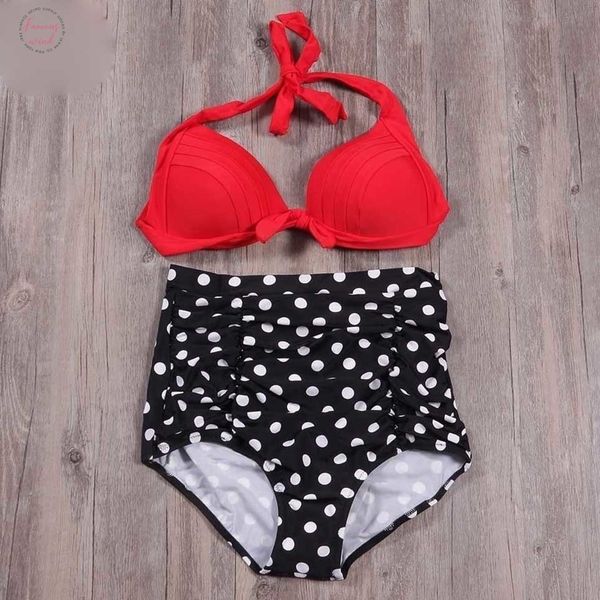 

2019 new summer bikinis women swimsuit high waisted suits push up bikini set dot plus size swimwear s~4xl, White;black