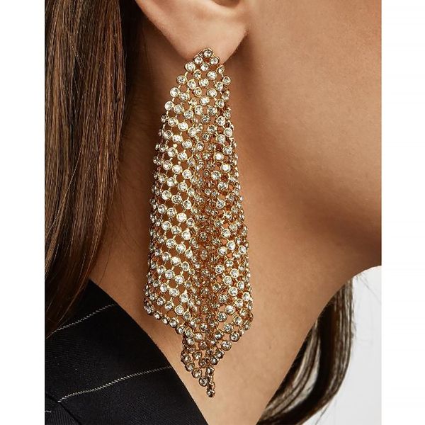 

european and american style new personalized exaggerated alloy diamond earrings fashion niche design geometric earrings, Golden