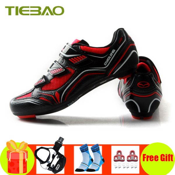 

tiebao cycling shoes road sapatilha ciclismo 2019 men breathable bicicleta pedals shoes self-locking superstar bike sneakers, Black
