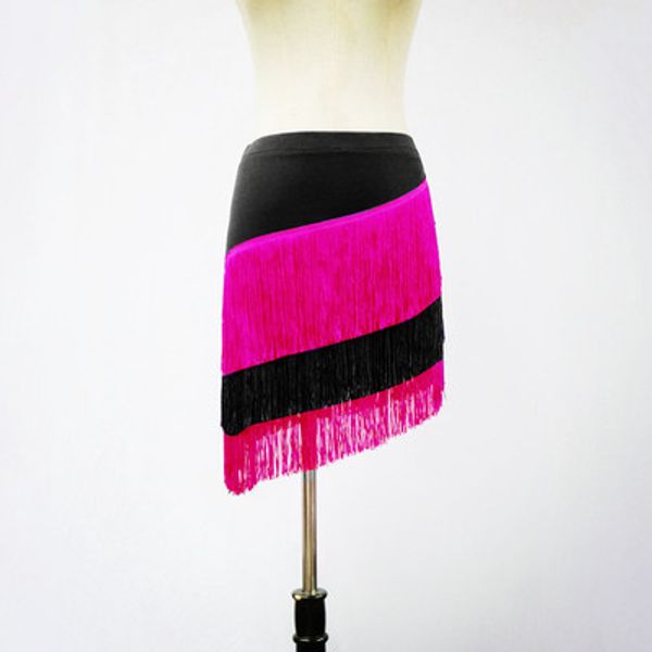 

2017 new latin dance costume milk silk tassel latin dance short skirt for women exercise costume skirts, Black;red