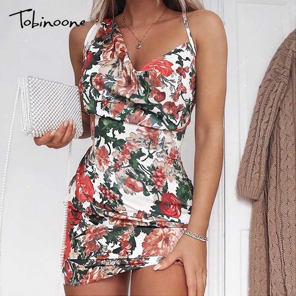 

tobinoone floral print dress women spaghetti strap backless club party dresses mini casual summer dress beach wear vestidos, Black;gray