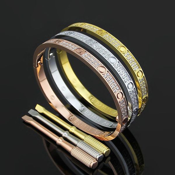 

b22 full stone screw fashion c brand love designer bracelets for lady design women party wedding lovers gift stainless steel have logo, Black