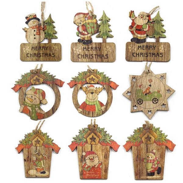 

3pcs/lot christmas wooden diy pendant ornaments christmas decorations for home 2020 new year kid gifts natal navidad decoracion
