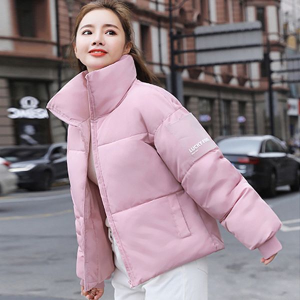 

2019 winter women down cotton padded jacket womens wadded jackets warm coats short parkas oversized loose outerwear coats female, Tan;black