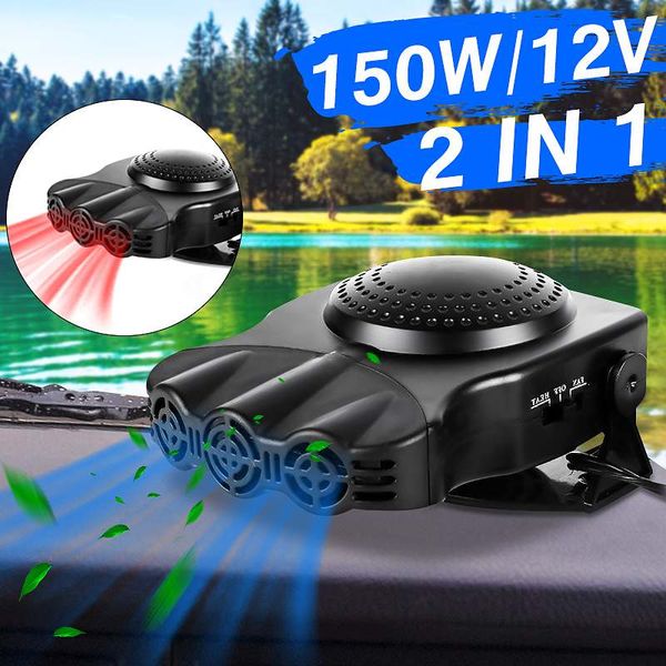 

12v 150w 2 in 1 portable universal car heater cool fan 3 outlet windscreen defroster defogger cold warm dual-use electric heater
