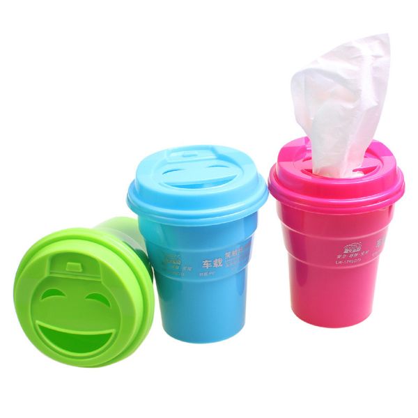 

car-mounted smile face paper towel cup car-mounted waste cans household paper towel drainage barrel lw-1796c