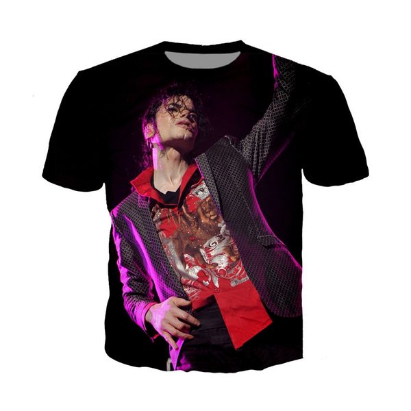 

new king of rock and roll michael jackson t shirt men women funny 3d print summer short sleeve o neck crewneck casual a73, White;black