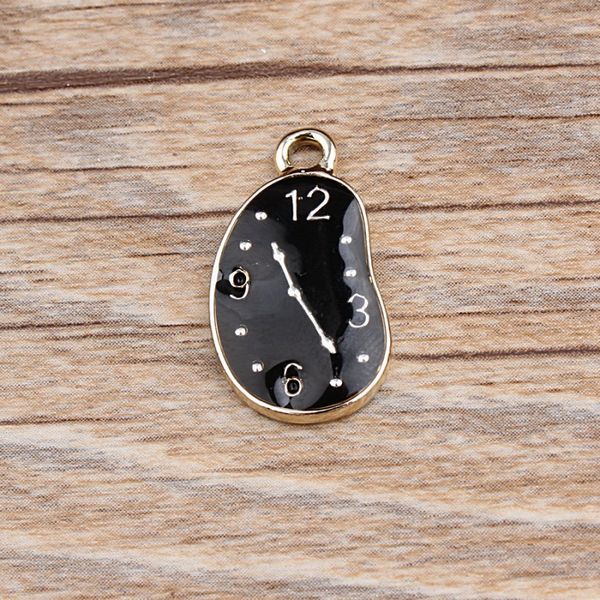 

100pcs/lot enamel black clock charms pendant,jewelry suppliers findings, gold plated, time charms ing, Bronze;silver