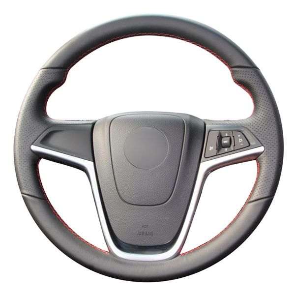 

black genuine leather car steering wheel cover for mokka 2012-2020 insignia 2008-2013 astra (j) 2010-2020 meriva (b