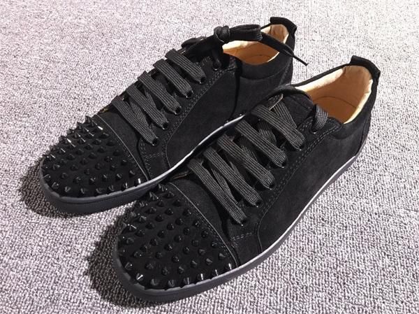 

designs shoes spike junior calf low cut mix 20 red bottom sneaker luxury wedding shoes genuine leather spikes lace-up casual shoers d09, Black